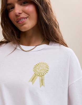 Aerie Oversized Crew Boyfriend T-Shirt - Air White