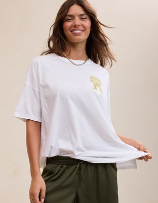 Aerie Oversized Crew Boyfriend T-Shirt - Air White