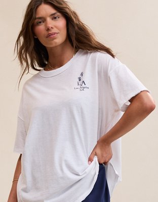 Aerie Oversized Crew Boyfriend T-Shirt - Raw White