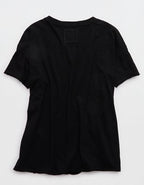 Aerie Oversized V-Neck Boyfriend T-Shirt - True Black