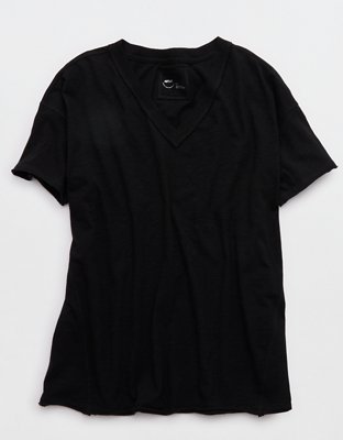 Aerie Oversized V-Neck Boyfriend T-Shirt - True Black