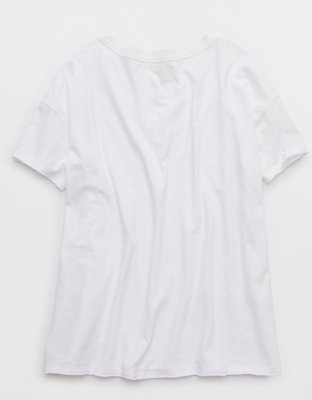 Aerie Oversized V-Neck Boyfriend T-Shirt - White