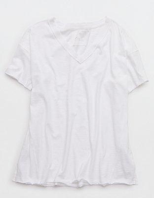 Aerie Oversized V-Neck Boyfriend T-Shirt - White