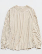 Aerie Cozy Oversized Long Sleeve Boyfriend T-Shirt - Heather Frost