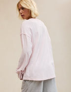 Aerie Cozy Oversized Long Sleeve Boyfriend T-Shirt - Pink Petal