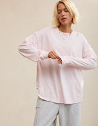 Aerie Cozy Oversized Long Sleeve Boyfriend T-Shirt - Pink Petal