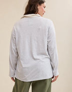 Aerie Cozy Polo Boyfriend T-Shirt - Light Heather Gray