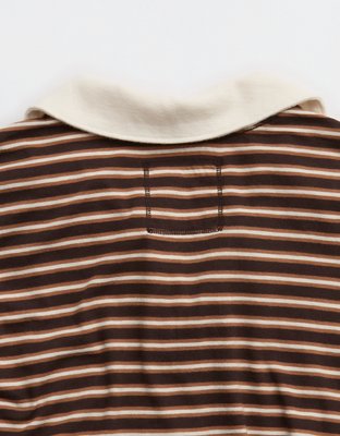 Aerie Cozy Polo Boyfriend T-Shirt - Deep Earth