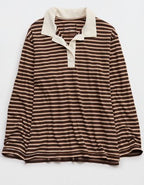 Aerie Cozy Polo Boyfriend T-Shirt - Deep Earth