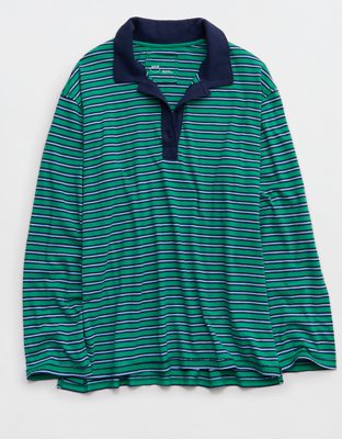 Aerie Cozy Polo Boyfriend T-Shirt - Pine