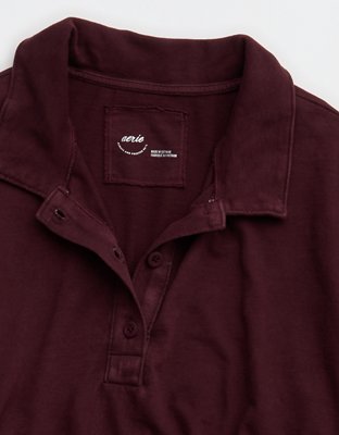 Aerie Cozy Polo Boyfriend T-Shirt - Royal Berry
