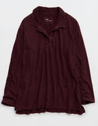 Aerie Cozy Polo Boyfriend T-Shirt - Royal Berry