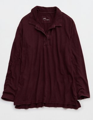 Aerie Cozy Polo Boyfriend T-Shirt - Royal Berry