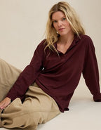Aerie Cozy Polo Boyfriend T-Shirt - Royal Berry