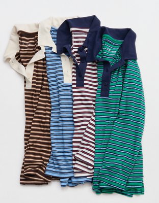 Aerie Cozy Polo Boyfriend T-Shirt - Royal Navy