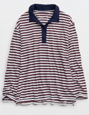 Aerie Cozy Polo Boyfriend T-Shirt - Royal Navy