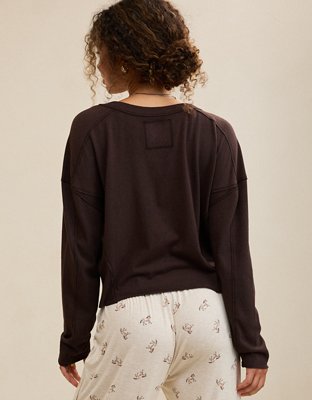 Aerie Happy Snit Henley T-Shirt - Deep Earth