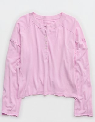 Aerie Happy Snit Henley T-Shirt - Violet Willow