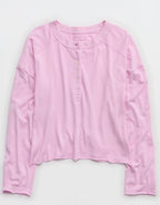 Aerie Happy Snit Henley T-Shirt - Violet Willow