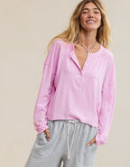 Aerie Happy Snit Henley T-Shirt - Violet Willow