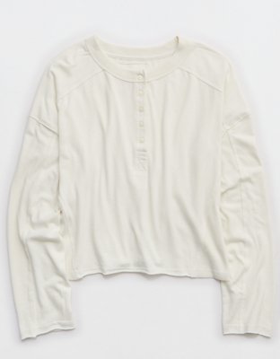 Aerie Happy Snit Henley T-Shirt - Soft Muslin