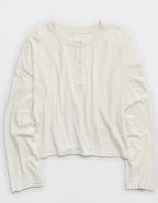 Aerie Happy Snit Henley T-Shirt - Soft Muslin