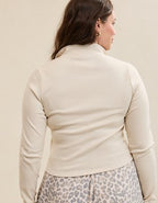 Aerie Long Sleeve Quarter Zip T-Shirt - Cake Batter