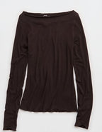Aerie Sheer Happiness Boatneck T-Shirt - Deep Earth