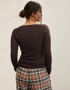Aerie Sheer Happiness Boatneck T-Shirt - Deep Earth