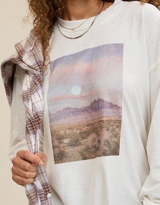 Aerie Cozy Oversized Long Sleeve Boyfriend T-Shirt - Soft Muslin