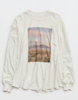 Aerie Cozy Oversized Long Sleeve Boyfriend T-Shirt - Soft Muslin