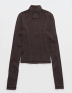Aerie Long Sleeve Quarter Zip T-Shirt - Deep Earth