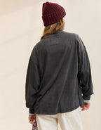 Aerie Cozy Oversized Long Sleeve Boyfriend T-Shirt - Smoked Gray