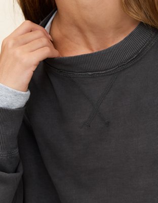 Aerie Cozy Oversized Long Sleeve Boyfriend T-Shirt - Smoked Gray