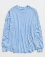 Aerie Cozy Oversized Long Sleeve Boyfriend T-Shirt - Cloudy Blue