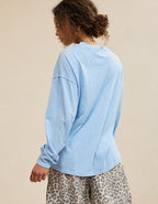 Aerie Cozy Oversized Long Sleeve Boyfriend T-Shirt - Cloudy Blue