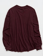 Aerie Cozy Oversized Long Sleeve Boyfriend T-Shirt - Royal Berry