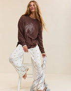 Aerie Cozy Oversized Long Sleeve Boyfriend T-Shirt - Brown
