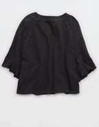 Aerie It's Casual Knit Slub T-Shirt - Smoked Gray