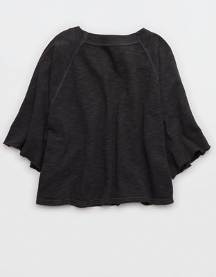 Aerie It's Casual Knit Slub T-Shirt - Smoked Gray