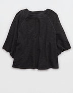 Aerie It's Casual Knit Slub T-Shirt - Smoked Gray