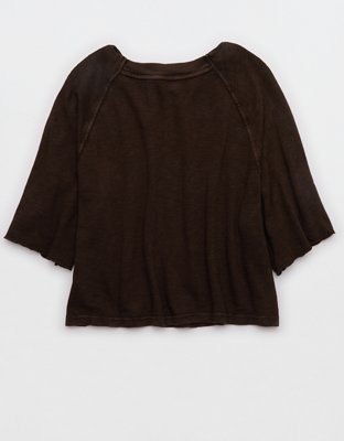 Aerie It's Casual Knit Slub T-Shirt - Deep Earth