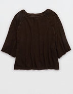 Aerie It's Casual Knit Slub T-Shirt - Deep Earth