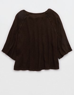Aerie It's Casual Knit Slub T-Shirt - Deep Earth