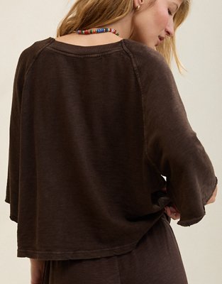 Aerie It's Casual Knit Slub T-Shirt - Deep Earth