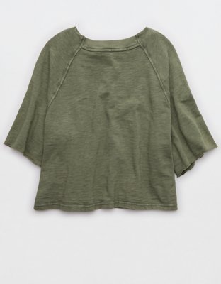 Aerie It's Casual Knit Slub T-Shirt - Olive Fun
