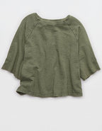 Aerie It's Casual Knit Slub T-Shirt - Olive Fun
