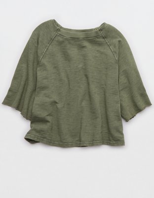 Aerie It's Casual Knit Slub T-Shirt - Olive Fun