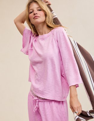 Aerie It's Casual Knit Slub T-Shirt - Violet Willow