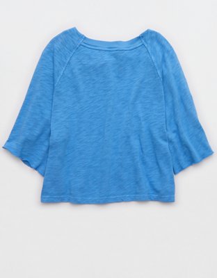 Aerie It's Casual Knit Slub T-Shirt - Rome Blue
